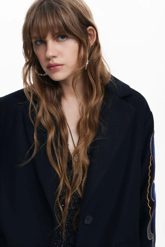 Women Coats And Jackets Desigual Coat With Printed Sleeves