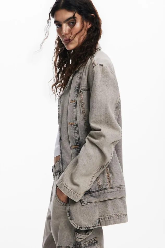 Women Coats And Jackets Desigual Distressed Denim Blazer
