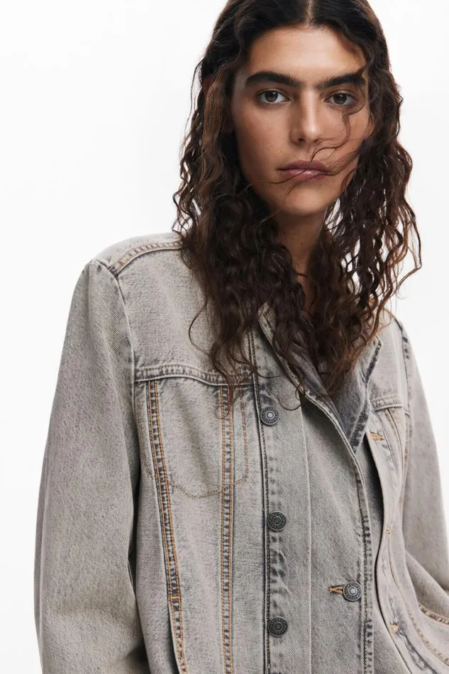 Women Coats And Jackets Desigual Distressed Denim Blazer