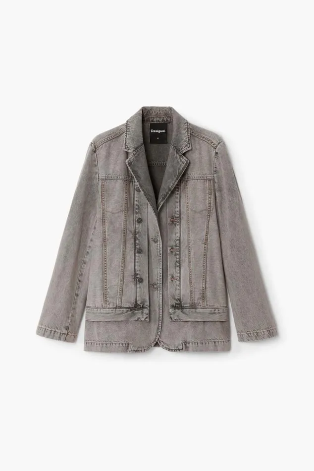 Women Coats And Jackets Desigual Distressed Denim Blazer
