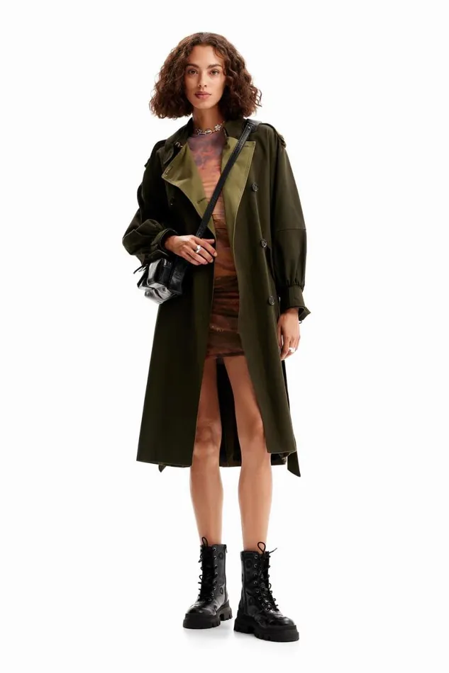 Women Coats And Jackets Desigual Oversize Belted Trench Coat