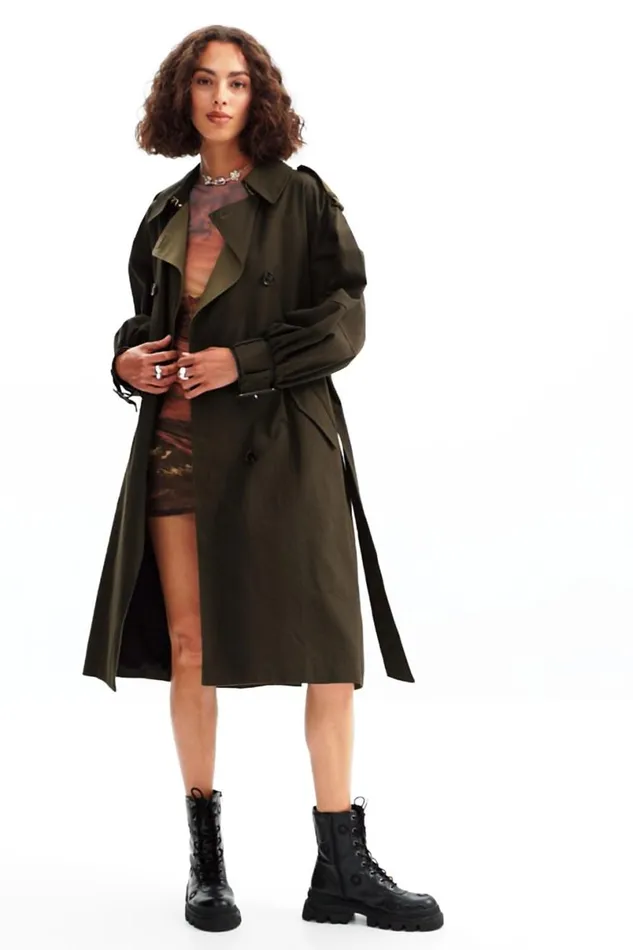 Women Coats And Jackets Desigual Oversize Belted Trench Coat