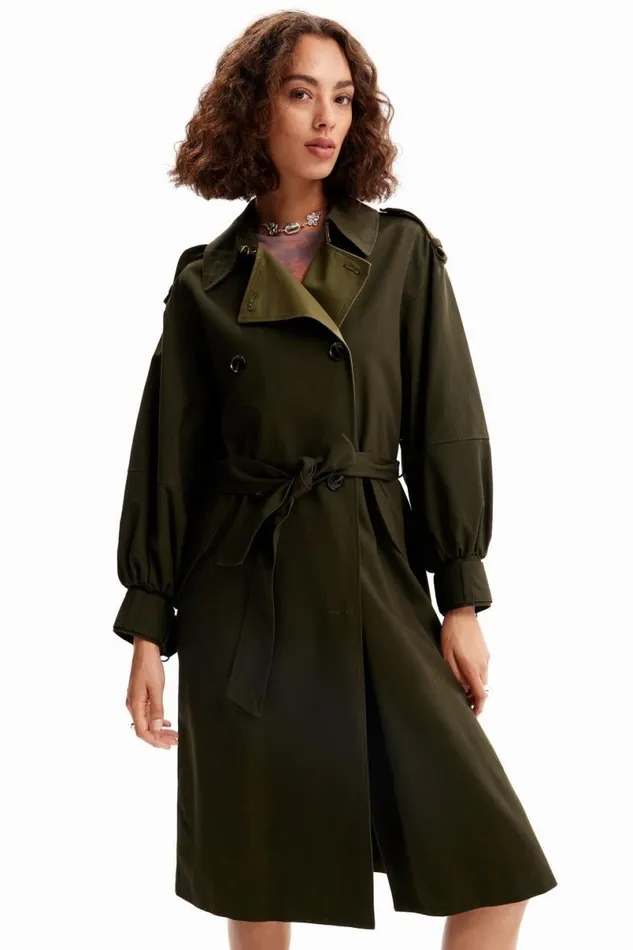 Women Coats And Jackets Desigual Oversize Belted Trench Coat