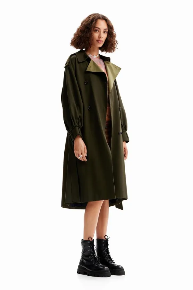 Women Coats And Jackets Desigual Oversize Belted Trench Coat