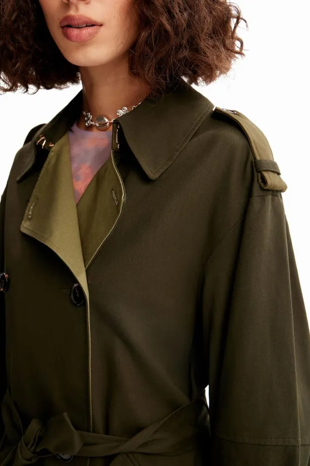 Women Coats And Jackets Desigual Oversize Belted Trench Coat