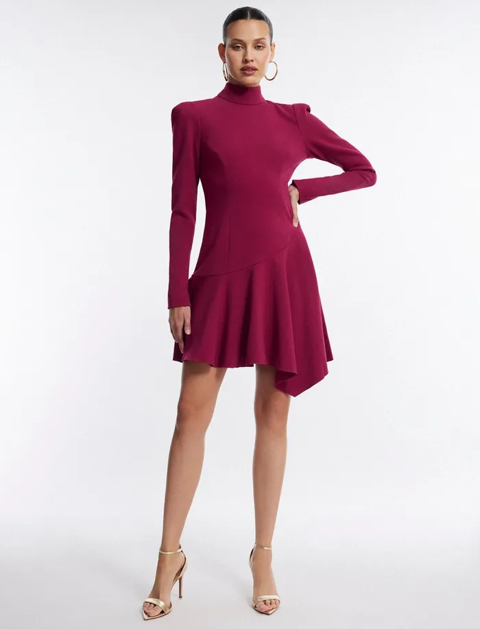 Women Cocktail and Party Dresses BCBG Pink Guinevere NeckTie Mini Dress Granite
