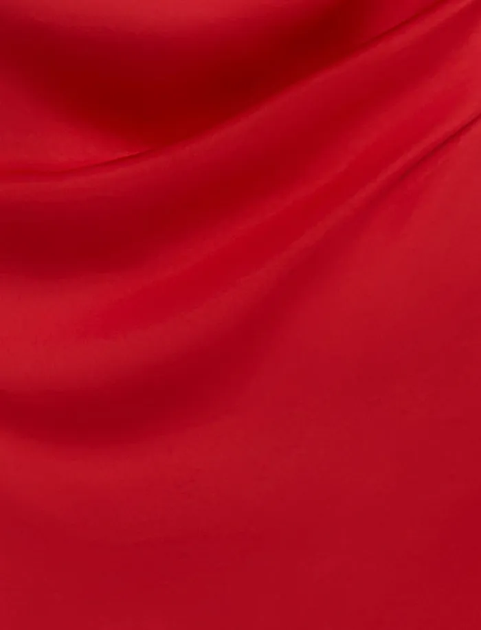 Women Cocktail and Party Dresses BCBG Red Anwen Ruched Mini Dress Fiery Red