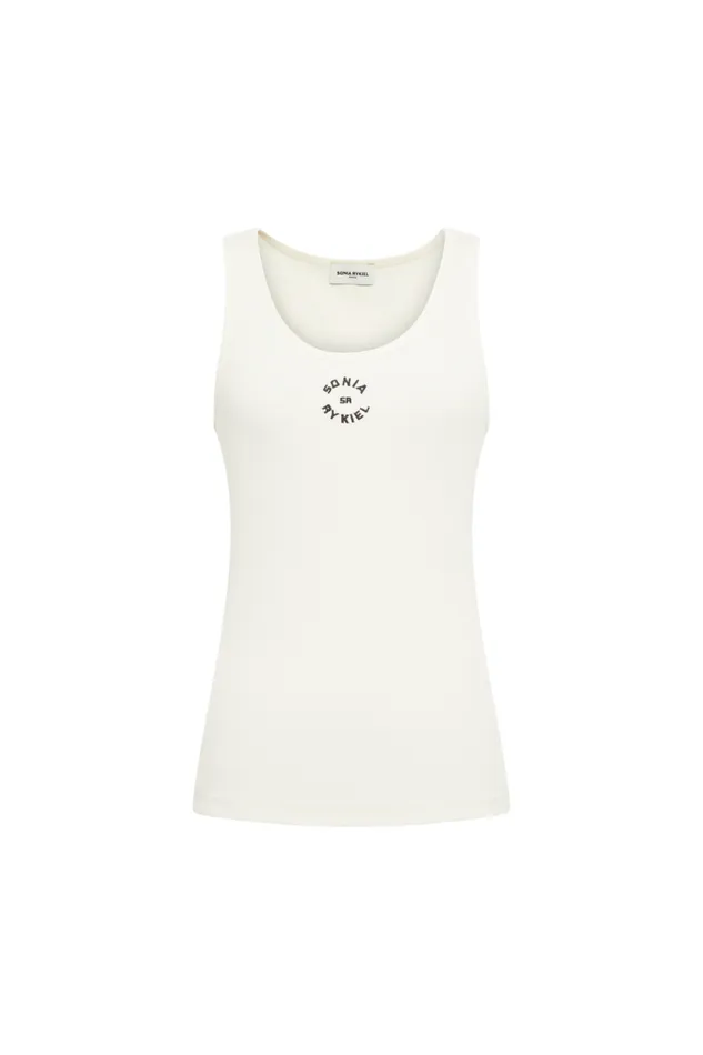 Women Cotton Tank Top Cream Beige Sonia Rykiel Tank Tops
