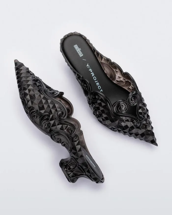 Women Court Shoe Clear Black Melissa Heels