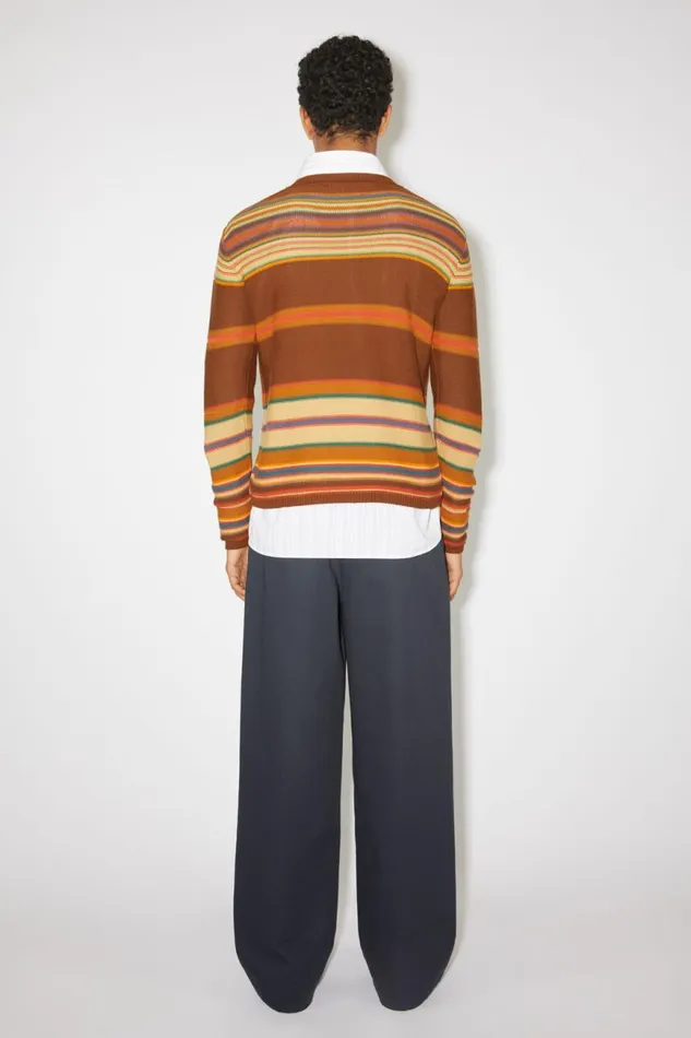 Women Crew Neck Knit Jumper Cinnamon Brownmulti Acne Studios Knitwear