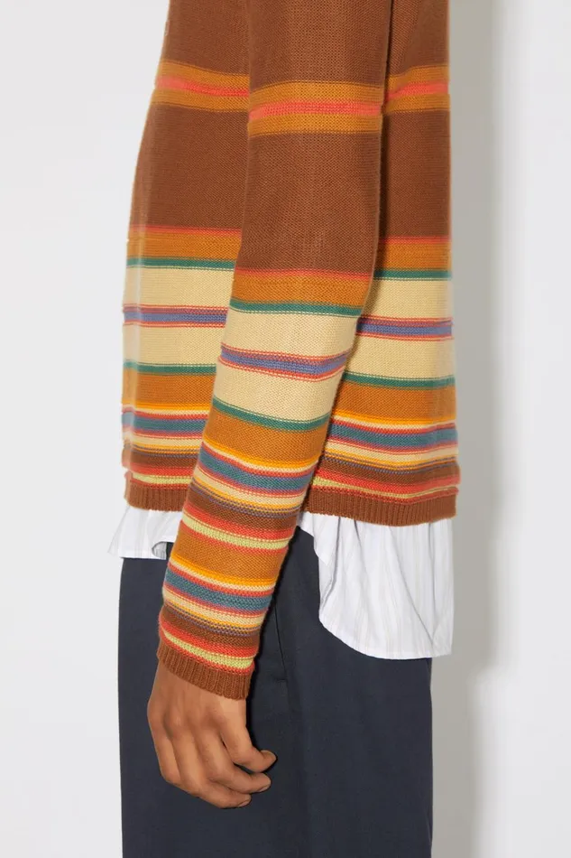 Women Crew Neck Knit Jumper Cinnamon Brownmulti Acne Studios Knitwear