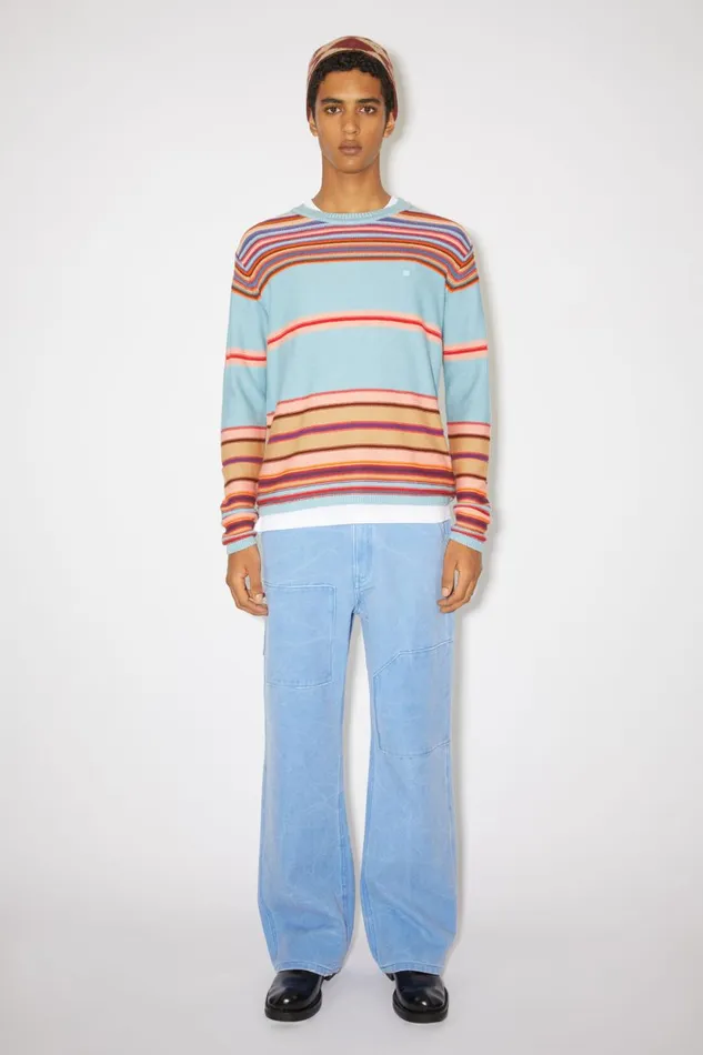 Women Crew Neck Knit Jumper Dusty Bluemulti Acne Studios Knitwear