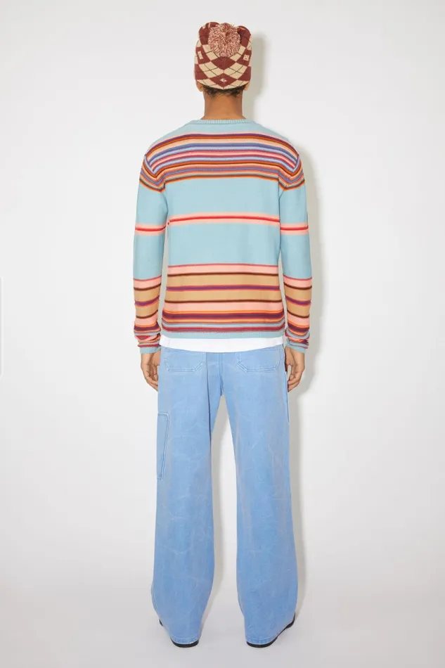 Women Crew Neck Knit Jumper Dusty Bluemulti Acne Studios Knitwear