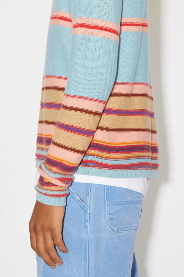 Women Crew Neck Knit Jumper Dusty Bluemulti Acne Studios Knitwear