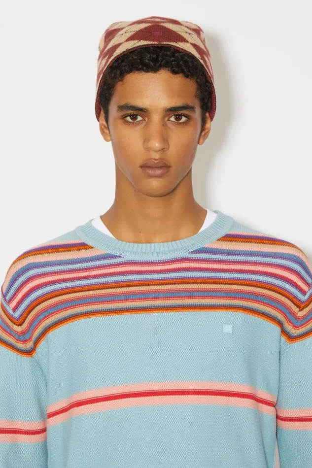 Women Crew Neck Knit Jumper Dusty Bluemulti Acne Studios Knitwear