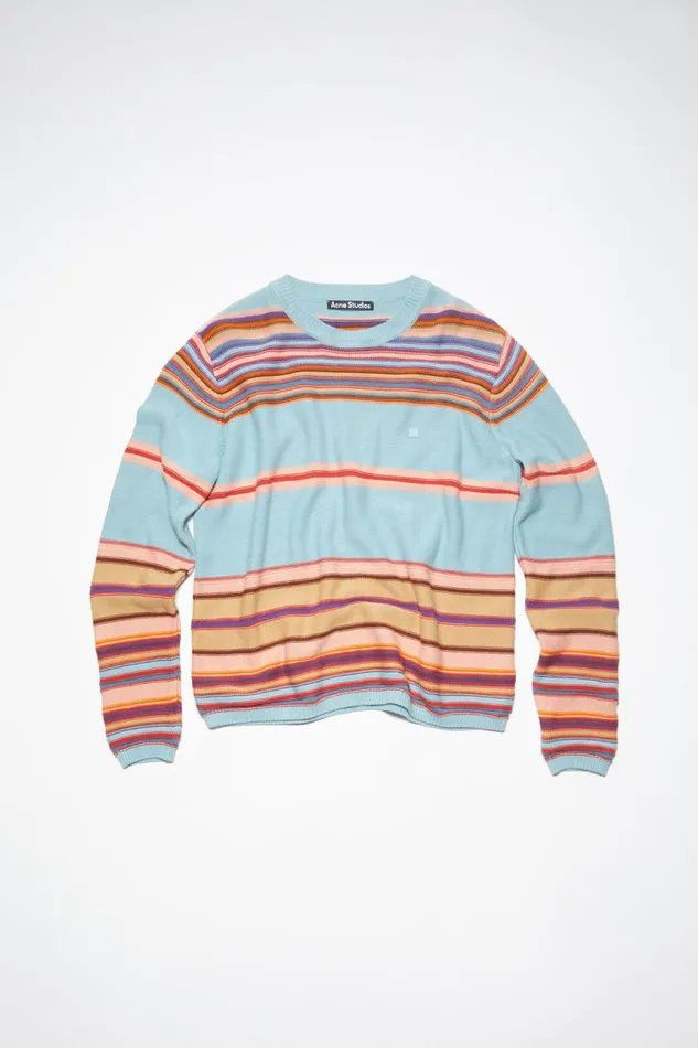 Women Crew Neck Knit Jumper Dusty Bluemulti Acne Studios Knitwear