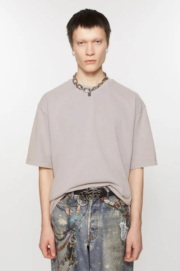 Women Crew Neck Tshirt 8211 Relaxed Unisex Fit Dusty Purple Acne Studios Tshirts