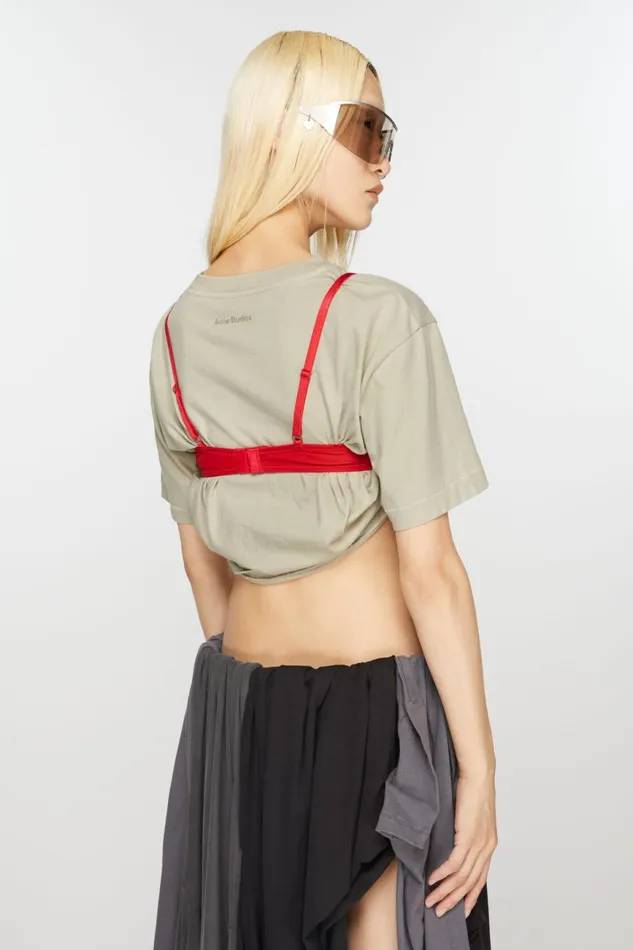 Women Cropped Tshirt Light Grey Acne Studios Tshirts