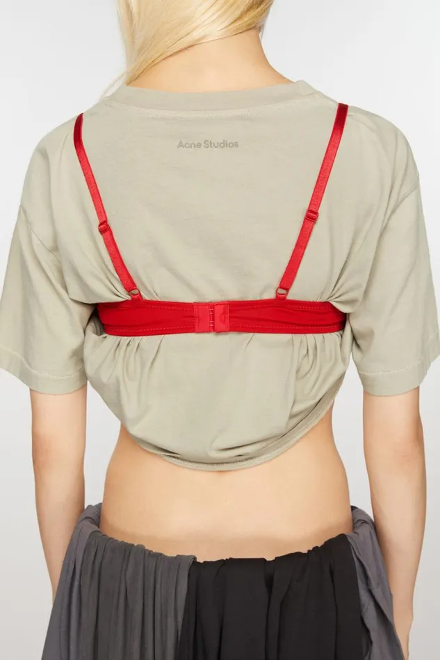 Women Cropped Tshirt Light Grey Acne Studios Tshirts