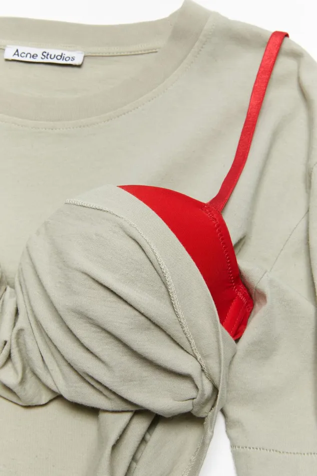 Women Cropped Tshirt Light Grey Acne Studios Tshirts