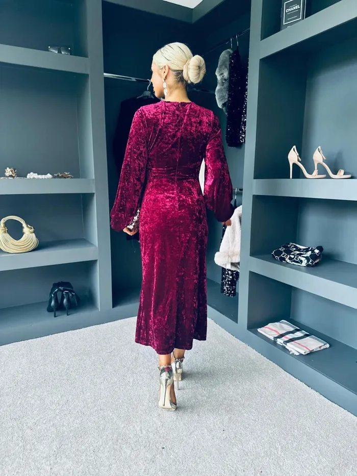 Women Day Dress Canella Lane Clara Cut Out Maxi Dress Wine Velvet