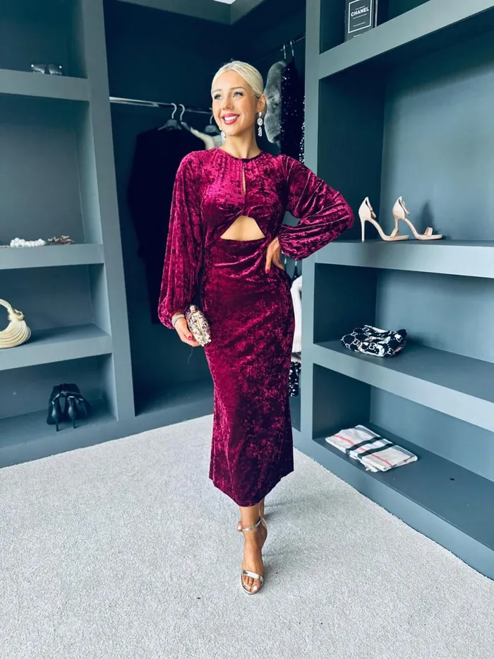 Women Day Dress Canella Lane Clara Cut Out Maxi Dress Wine Velvet