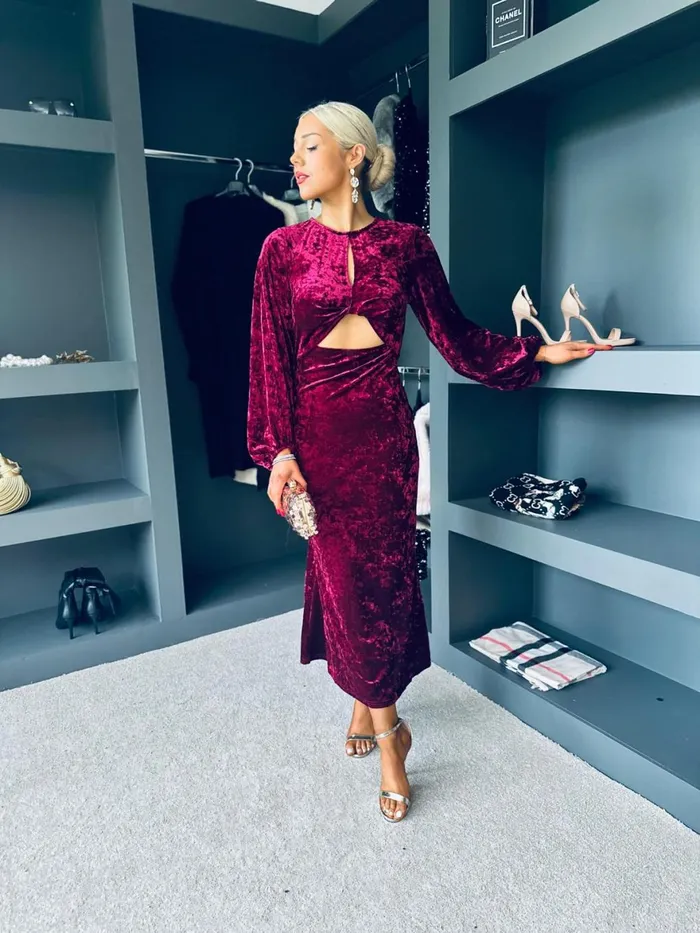 Women Day Dress Canella Lane Clara Cut Out Maxi Dress Wine Velvet