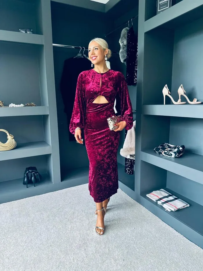 Women Day Dress Canella Lane Clara Cut Out Maxi Dress Wine Velvet