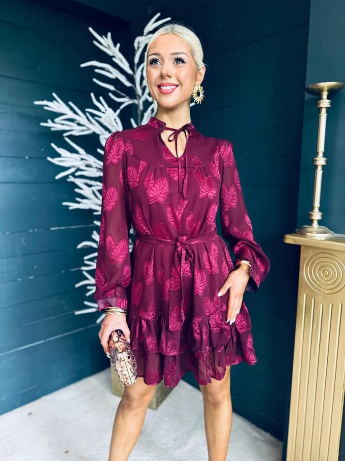 Women Day Dress Canella Lane Lainey Layered Mini Dress Print Ruby