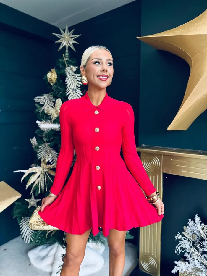 Women Day Dress Canella Lane Verona Detailed Mini Dress Red