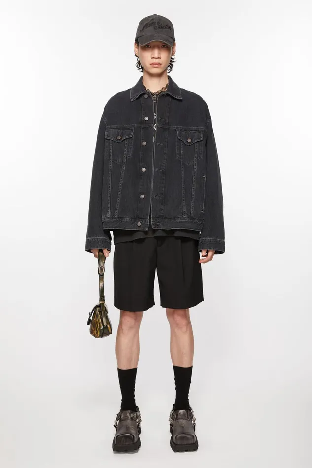 Women Denim Jacket 8211 Relaxed Fit Black Acne Studios Outerwear
