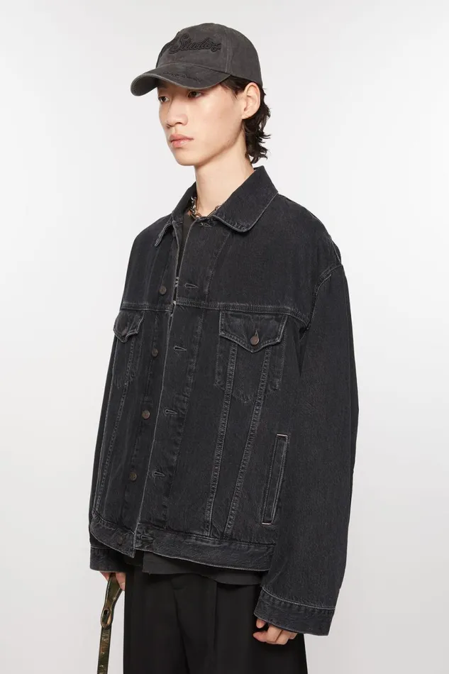 Women Denim Jacket 8211 Relaxed Fit Black Acne Studios Outerwear
