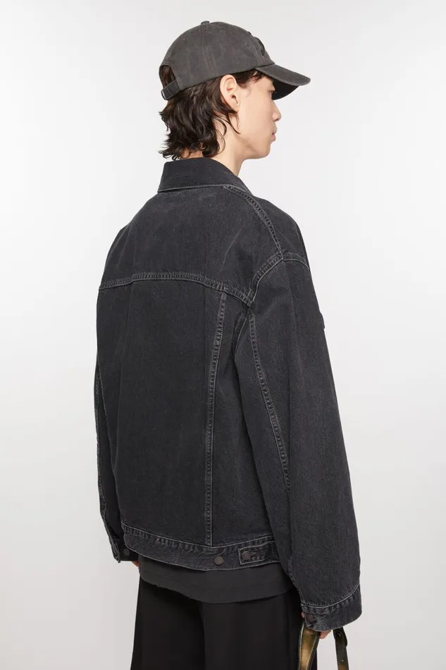 Women Denim Jacket 8211 Relaxed Fit Black Acne Studios Outerwear