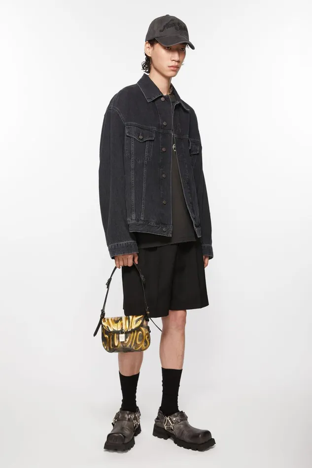 Women Denim Jacket 8211 Relaxed Fit Black Acne Studios Outerwear
