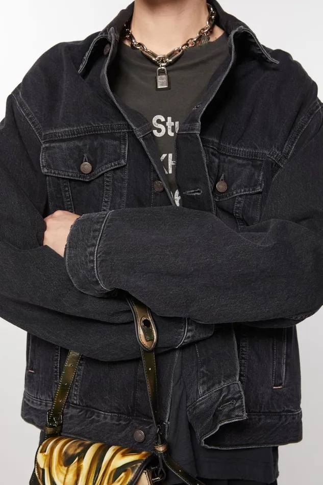 Women Denim Jacket 8211 Relaxed Fit Black Acne Studios Outerwear