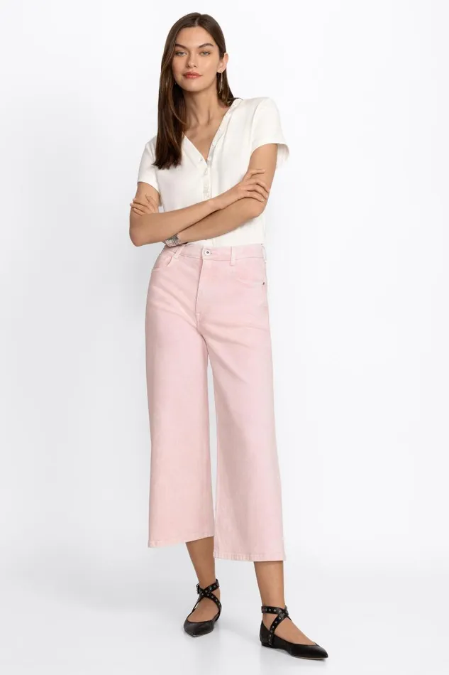 Women Denim Johnny Was SYDNEY CROPPED WIDE LEG Pink