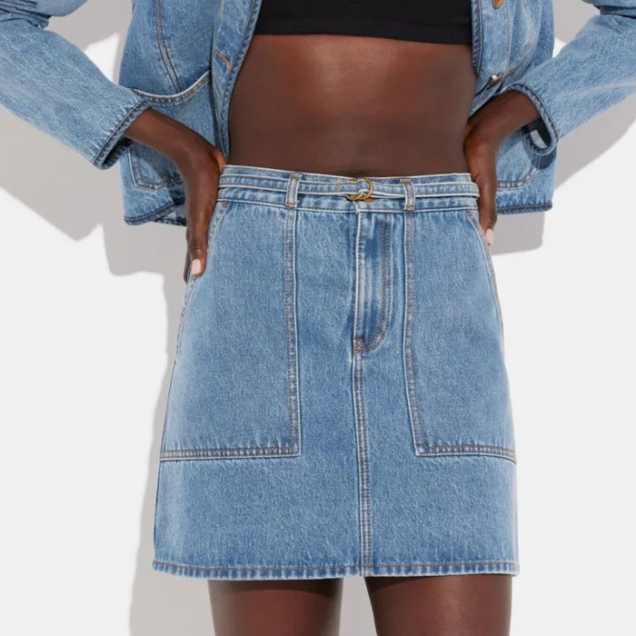 Women Denim Skirt Blue Coach Bottoms