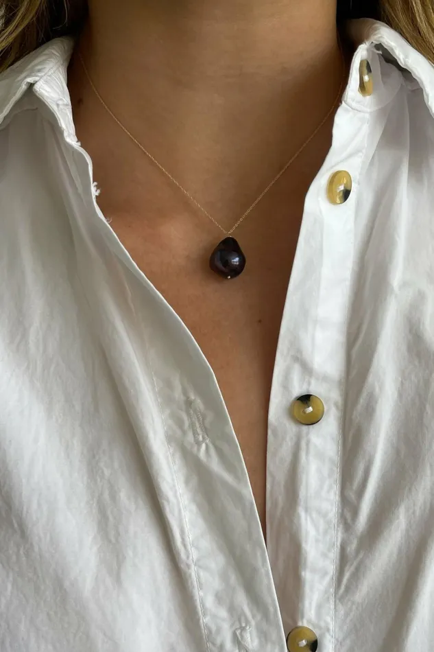 Women DONNI Jewelry The June 16034 Black Pearl Necklace