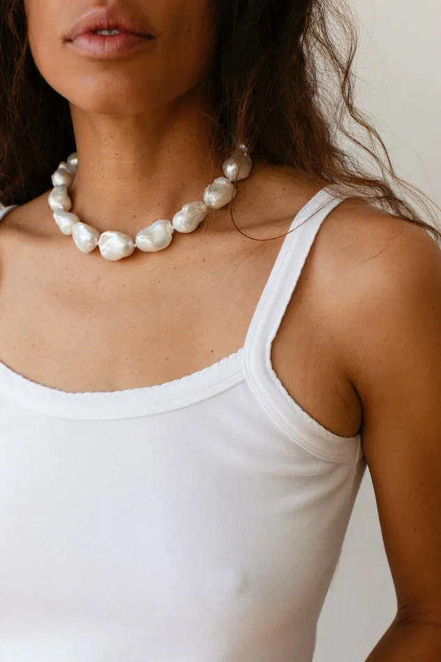 Women DONNI Tops The Baby Rib Scallop Tank