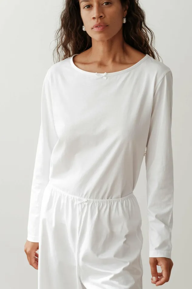 Women DONNI Tops The Jersey Bow Long Sleeve