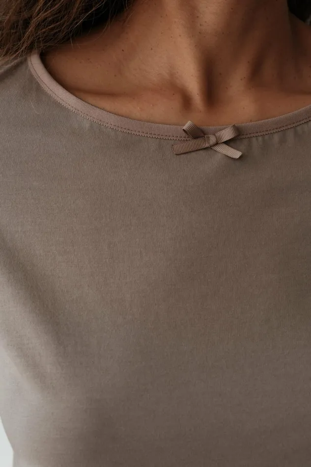 Women DONNI Tops The Jersey Bow Long Sleeve
