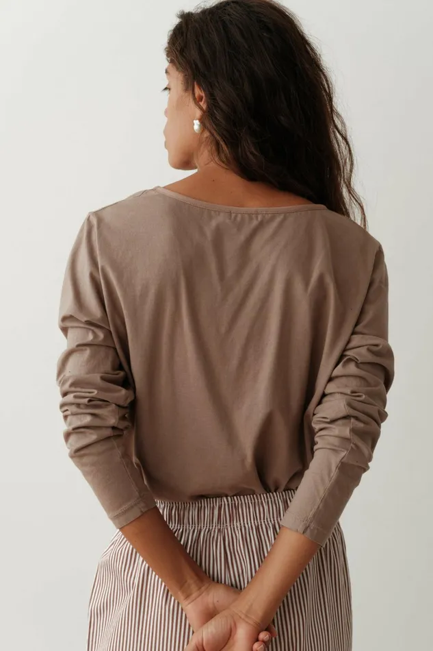 Women DONNI Tops The Jersey Bow Long Sleeve