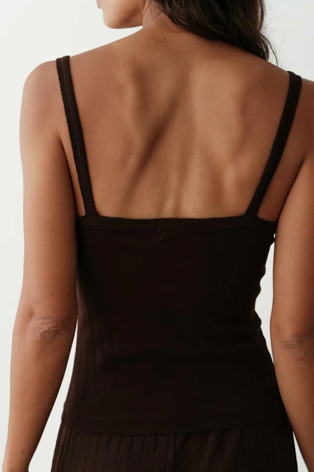 Women DONNI Tops The Pointelle Square Neck Tank