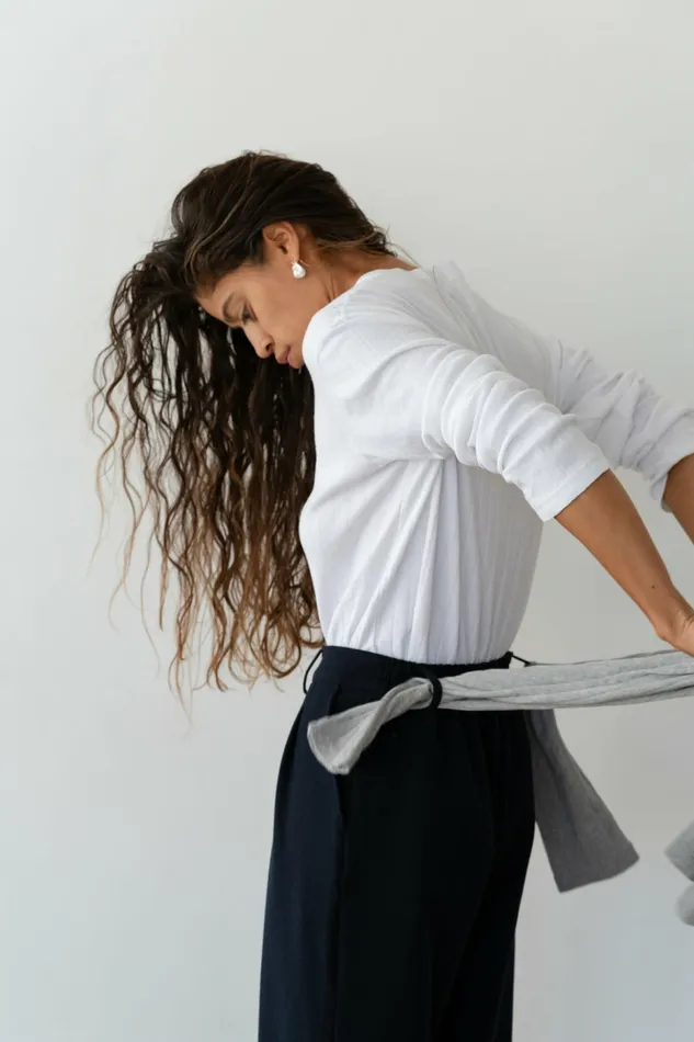 Women DONNI Tops The Pointelle VNeck Long Sleeve