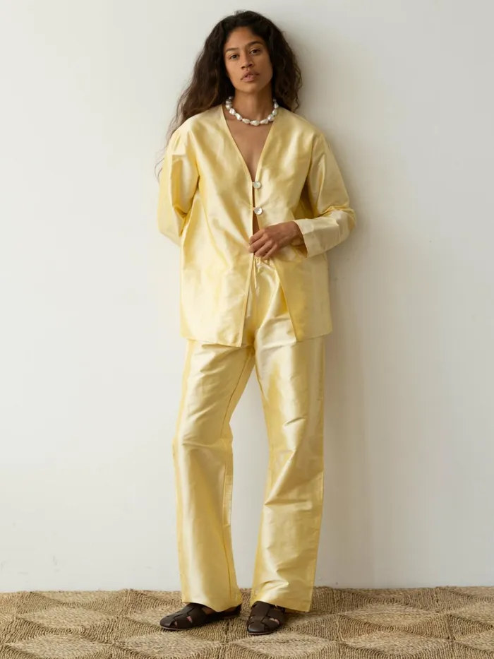 Women DONNI Tops The Taffeta Split Top