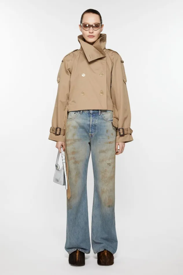 Women Doublebreasted Trench Jacket Cold Beige Acne Studios Outerwear