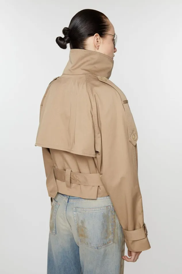 Women Doublebreasted Trench Jacket Cold Beige Acne Studios Outerwear