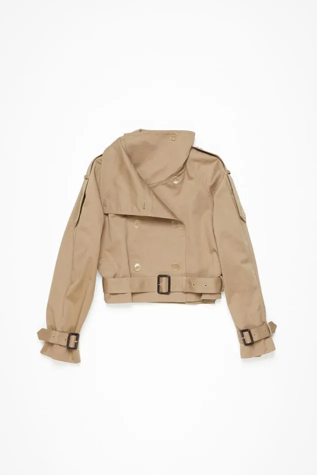 Women Doublebreasted Trench Jacket Cold Beige Acne Studios Outerwear