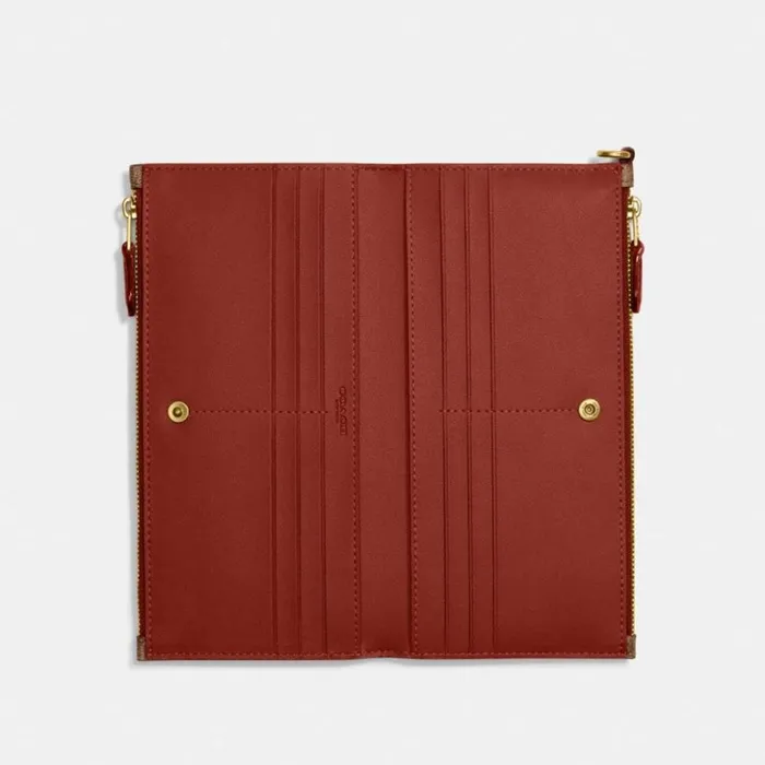 Women Double Zip Wallet In Signature Canvas Brasstanrust Coach Wristlets Women Double Zip Wallet In Signature Canvas Brasstanrust Coach Wristlets