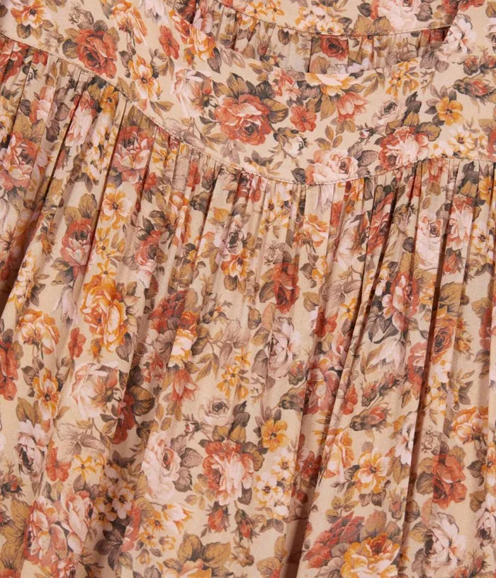 Women Dresses and Jumpsuits THE KOOPLES Camel Short Floral Print Dress Women Dresses and Jumpsuits THE KOOPLES Camel Short Floral Print Dress